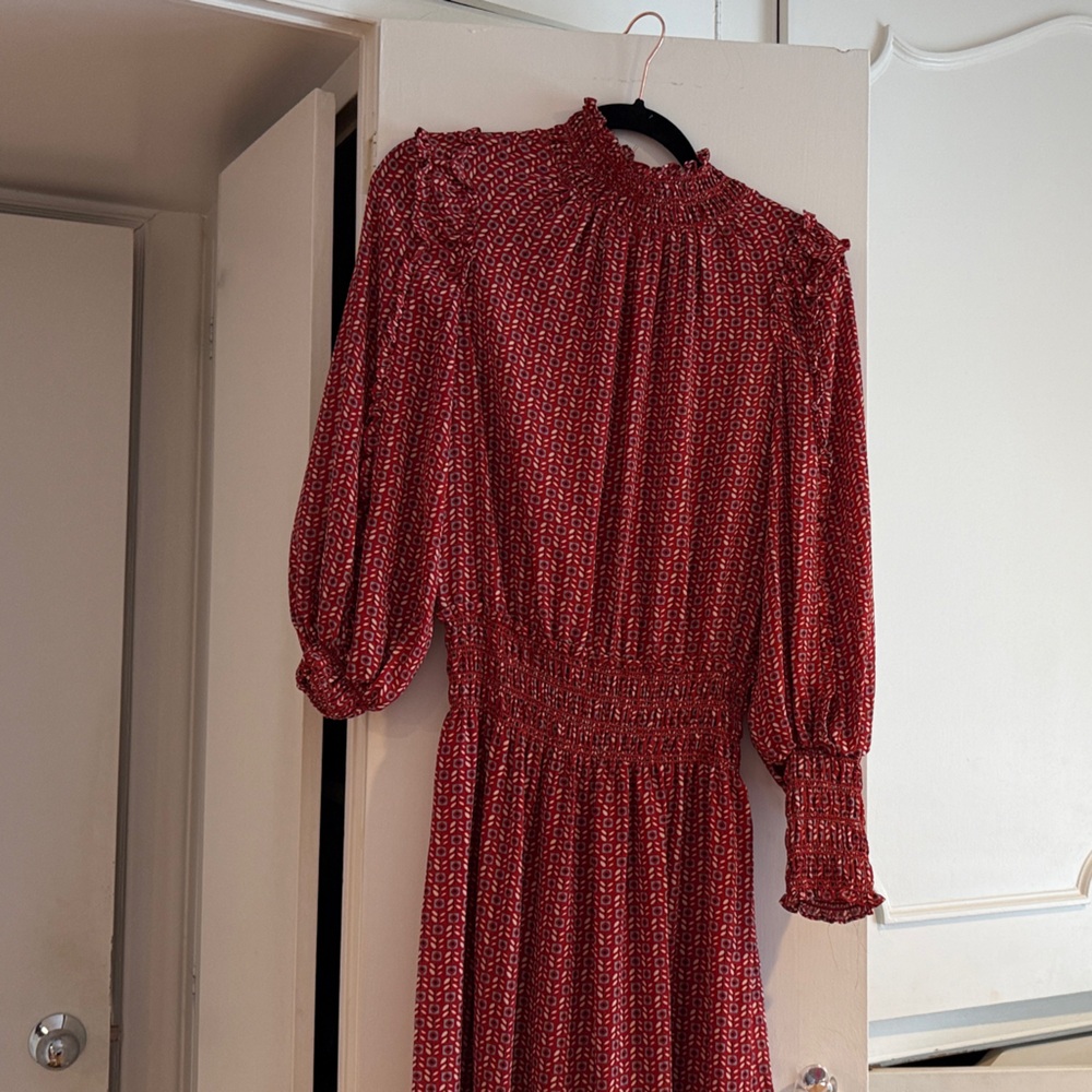 Max Studio Vibrant Red and Blue Patterned Dress